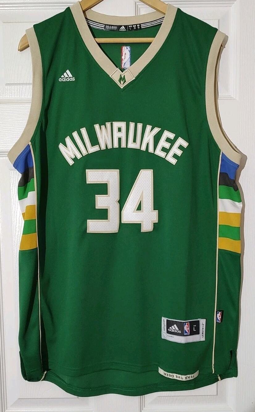 Giannis Antetokounmpo Adidas Swingman NBA Milwaukee Bucks Jersey Green - Large
